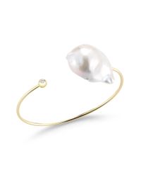 Mizuki | Metallic Baroque Freshwater Pearl And Diamond Cuff | Lyst