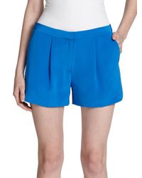 Vince | Blue Silk Pleated Shorts | Lyst