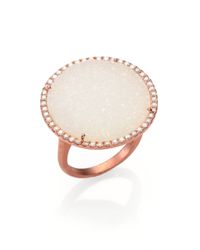 Meira T | Pink Druzy, Diamond & 14k Rose Gold Cocktail Ring | Lyst