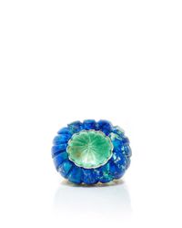 David Webb | Green Fluted Emerald, Azurmalachite, And 18K Gold Ring | Lyst