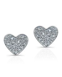 Anne Sisteron - Metallic 14kt White Gold Diamond Heart Stud Earrings - Lyst