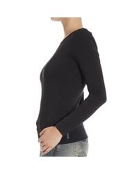 Armani Jeans | Black T-shirt Long Sleeve Crewneck With Logo Strass | Lyst