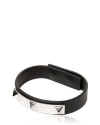 Valentino | Black Rhodium Studs On Leather Bracelet for Men | Lyst