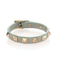 Valentino | Green Rockstud Small Leather Bracelet | Lyst