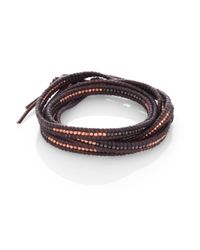 Chan Luu | Brown Two-tone Beaded Leather Multi-row Wrap Bracelet | Lyst