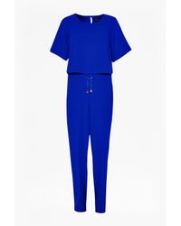 French Connection | Blue Arrow Crepe Jumpsuit | Lyst