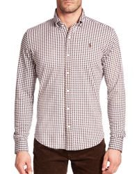 Polo Ralph Lauren | Brown Gingham Knit Dress Shirt for Men | Lyst