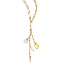 Chan Luu | Metallic Mother-of-pearl & White Agate Double-strand Lariat Necklace | Lyst