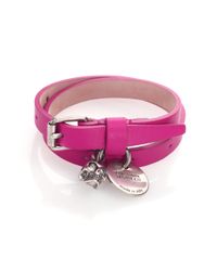 Alexander McQueen | Pink Leather Skull Wrap Bracelet | Lyst