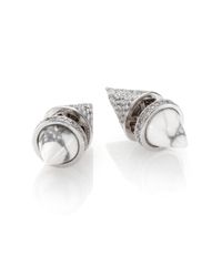 Eddie Borgo | Metallic Howlite & Pave Crystal Cone Double-sided Stud Earrings | Lyst