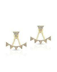 Anne Sisteron - 14kt Yellow Gold Diamond Triangle Tiara Floating Earrings - Lyst