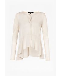 French Connection | Natural Polly Plains Flared Hem Top | Lyst