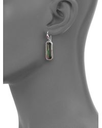 Ippolita | Metallic Stella Black Shell, Clear Quartz, Diamond & Sterling Silver Rectangle Drop Earrings | Lyst