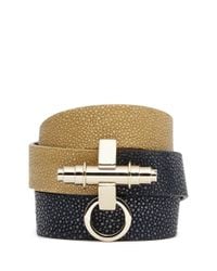 Givenchy | Green 'obsedia' Triple Wrap Stingray Leather Bracelet | Lyst