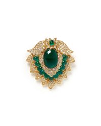 Kenneth Jay Lane | Green Crystal Acetate Lotus Brooch | Lyst