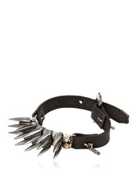Emanuele Bicocchi | Metallic Small Spike Silver & Leather Bracelet for Men | Lyst