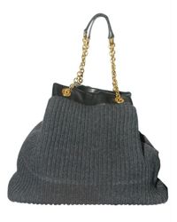 Dolce & Gabbana | Gray Buffalo and Ribbed Knit Tote | Lyst