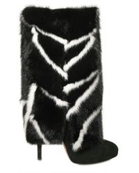 Casadei | Black Fur Trim Boot | Lyst