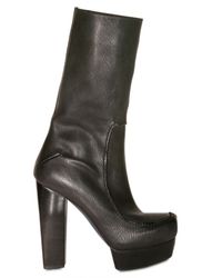 CoSTUME NATIONAL | Black 140mm Square Toe Leather Boots | Lyst
