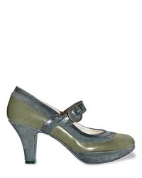 Ernesto Esposito | Green Patent and Suede Trim Mary Jane Pumps | Lyst