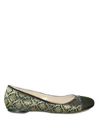 Etro | Metallic Silk Satin Brocade Studded Toe Flats | Lyst