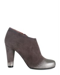 Marc Jacobs | Gray Metallic Spray Painted Suede Ankle Boots | Lyst