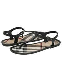 Burberry | Black Rubber Thong Sandals | Lyst