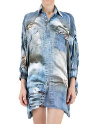 Tata Naka | Blue Silk Georgette Oversize Shirt Dress | Lyst
