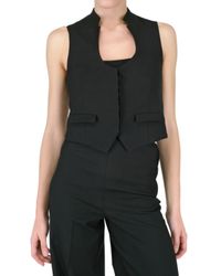 Saint Laurent | Black Wool Silk Gabardine Vest | Lyst