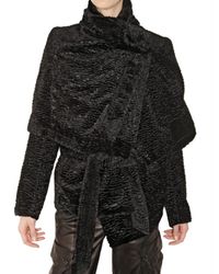 Ann Demeulemeester | Black Eco Astrakhan Fur Coat | Lyst