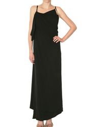 Ann Demeulemeester | Black Long Georgette Side Ruffle Dress | Lyst
