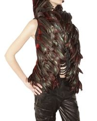 Ann Demeulemeester | Black Red Rooster Feather Vest | Lyst