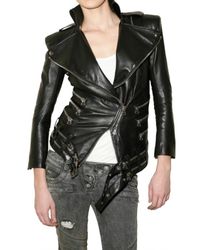 Balmain | Black Leather Motocross Jacket | Lyst