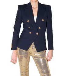 Balmain | Blue Double Breasted Milan Stitched Jacket | Lyst
