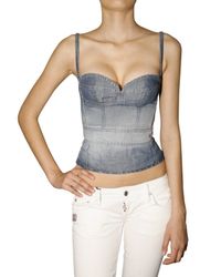 DSquared² | Blue Cotton Linen Denim Bustier Top | Lyst