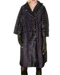 Ferragamo | Black Crocodile Embossed Double-breasted Fur C | Lyst