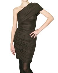 Giambattista Valli | Brown Gathered Jersey One Shoulder Dress | Lyst