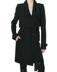 Givenchy | Black Wool Grain De Poudre Trench Coat | Lyst