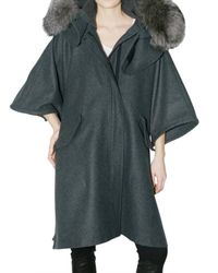 Givenchy | Gray Flannel and Fox Parka Coat | Lyst
