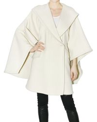 Givenchy | White Hooded Double Cloth Cape Coat | Lyst