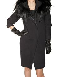 Lanvin | Blue Washed Wool Felt Fur Coat | Lyst