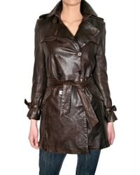 Les Soeurs | Brown Leather Trench Coat | Lyst