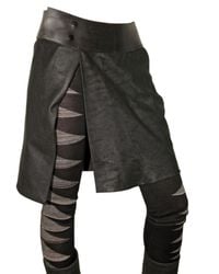 Rick Owens | Black Blistered and Destroyed Leather Skirt | Lyst