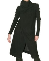 Rick Owens | Black Long Pipe Sleeve Coat | Lyst