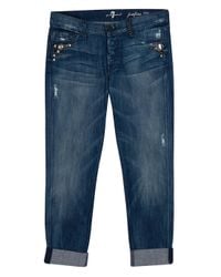 7 For All Mankind | Blue Josefina Studded Jeans | Lyst