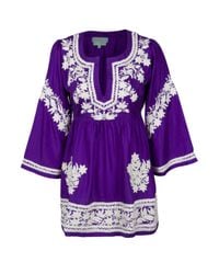 Leaves Of Grass | Purple Udolfo Embroidered Silk Top | Lyst