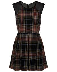 Markus Lupfer | Black Pleated Tartan Dress | Lyst