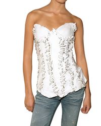 Balmain | White Leather Bustier Top | Lyst