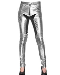 Burberry Prorsum | Metallic Leather and Lycra Trousers | Lyst