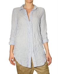 Closed | Blue Crinkled Striped Oxford Shirt | Lyst